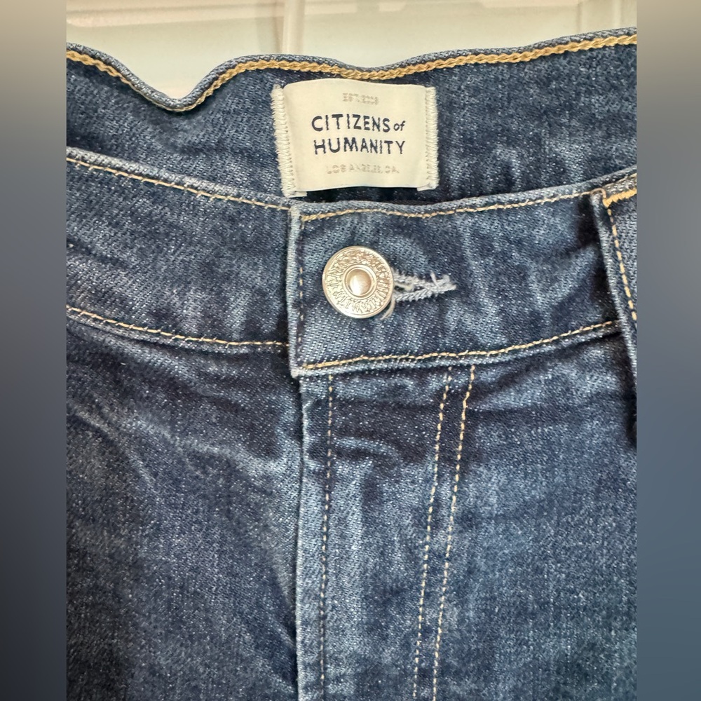 Citizens Of Humanity Daphne Crop Dark Blue Jeans with Raw Hem Size 30 - Picture 5 of 8